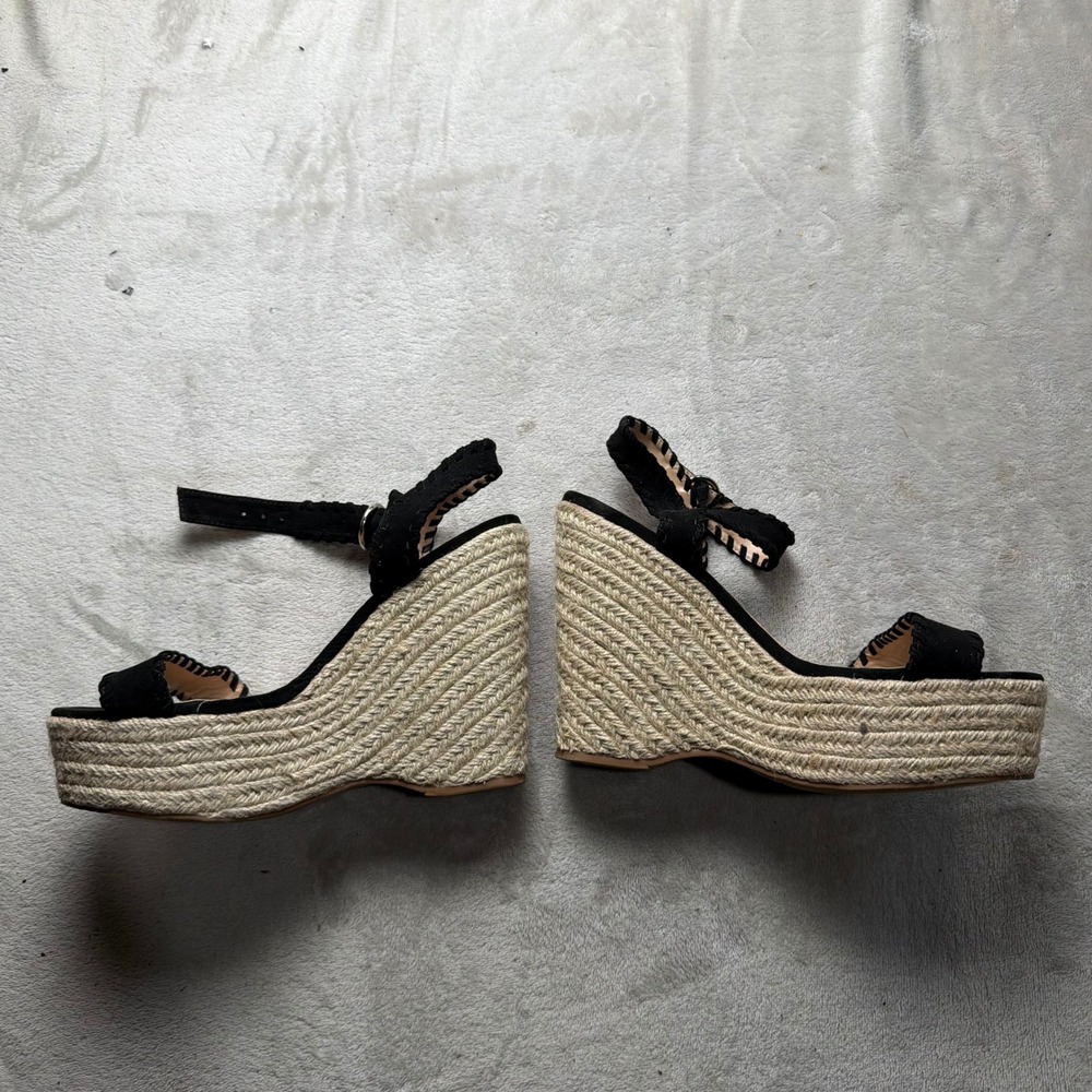 JustFab Whipstitch Espadrille Wedge Sandals Women Ankle Strap Platform size 8.5